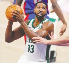  ?? RAJ MEHTA/USA TODAY SPORTS ?? Tristan Thompson, who is averaging 8.4 points and a team-high 8.5 rebounds in eight starts for the Celtics, is out at least seven days due to COVID-19 health and safety protocols.