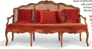  ??  ?? A Louis XV sofa from a Cartier store for the Artcurial sale.