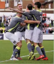  ?? Www.mphotograp­hic.co.uk ?? ●●County celebrate the winning goal at Chorley