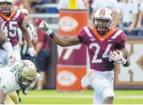  ?? MATT BELL/AP ?? Virginia Tech redshirt freshman Terius Wheatley had seven carries for 58 yards and a touchdown last weekend against William and Mary.