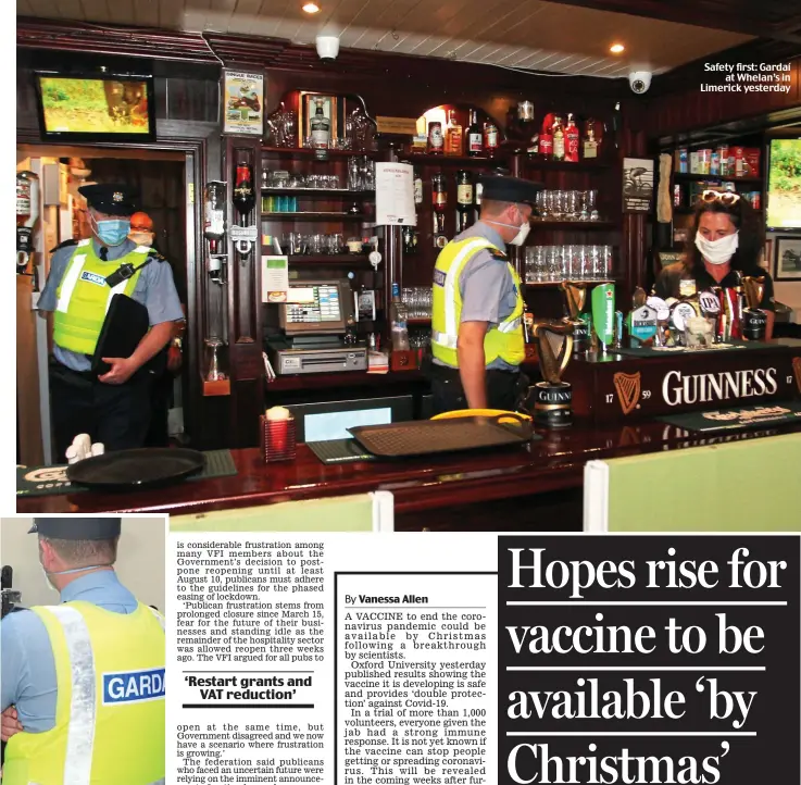  ??  ?? Safety first: Gardaí at Whelan’s in Limerick yesterday