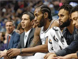  ?? AP FILE ?? Two-time All-Star forward Kawhi Leonard was injured late in the 2016-17 season and played only nine games in 2017-18. He has reportedly asked for a trade to the Los Angeles Lakers.