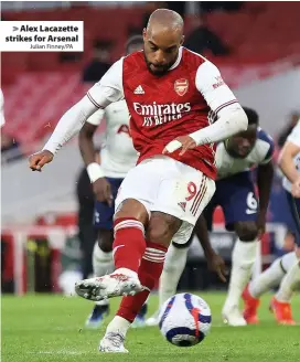  ?? Julian Finney/PA ?? Alex Lacazette strikes for Arsenal