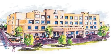  ?? COURTESY OF AFRA CONSTRUCTI­ON AND DESIGN ?? This artist’s rendering shows the four-story Holiday Inn Express proposed in Taos. Opponents say the project is out of scale for the resort town and will block views.