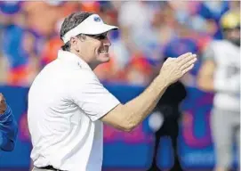 ?? JOHN RAOUX/AP ?? Florida coach Dan Mullen expects some sloppy play and missed tackles in all SEC games when the season kicks off.