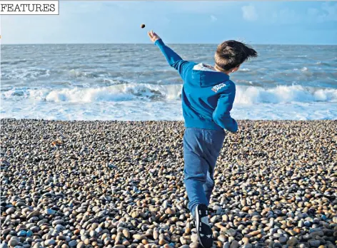  ??  ?? Rich pickings: Chesil Beach in Dorset, left. Pebble enthusiast Harry Mount as a boy, right