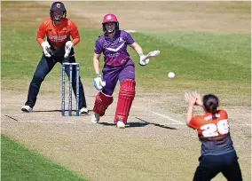  ?? TONY MARSHALL/GETTY IMAGES ?? WICKETS: Charlotte Taylor catches Lightning’s Kathryn Bryce off her own bowling and, below, Ella McCaughan is bowled by leg-spinner Josie Groves