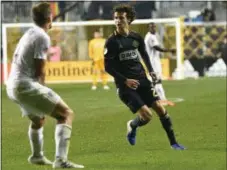  ?? MEDIANEWS GROUP FILE ?? Union midfielder Brenden Aaronson, seen in an April game against FC Cincinnati, had what manager Jim Curtin called “probably his best game as a pro” Saturday in a 0-0 draw with Seattle.