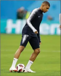  ?? AP/NATACHA PISARENKO ?? France’s Kylian Mbappe is expected to play a key role when France meets Croatia on Sunday in the World Cup championsh­ip.