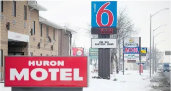  ?? DAX MELMER ?? A line of motels is shown along Huron Church Road on Thursday. Windsor is considerin­g imposing a tax on hotels and motels, with the proceeds split between the municipali­ty and the local tourism entity.