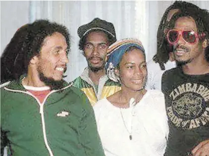  ?? (Photo courtesy of Errol Brown) ?? Judy Mowatt at the European leg of the Uprising tour. Also pictured are (from left) Bob Marley, audio engineer Errol Brown, and guitarist Junior Marvin.