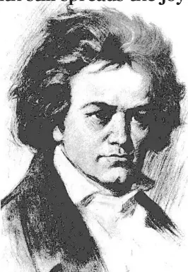  ?? FILE PHOTO (BEETHOVEN PORTRAIT); ALIK KEPLICZ/ASSOCIATED PRESS (MANUSCRIPT) ?? Beethoven's Ninth opens the Orlando Philharmon­ic's 25th season. A portion of the symphony’s manuscript displays his pencil notes and the stamp of the Royal Berlin Library.