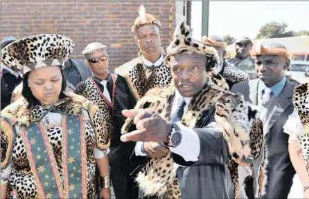  ?? PICTURE: OUPA MOKOENA/AFRICAN NEWS AGENCY (ANA) ?? ‘WATCH OUT’: Native Tribal Indigenous Movement leader Petrus Ndaba with members of his party in Soshanguve in Pretoria at the weekend. He has vowed to contest the 2019 elections, if they don’t get their land back.
