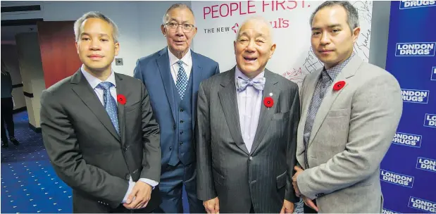  ?? ARLEN REDEKOP/PNG ?? The St. Paul’s Foundation has announced donations from the Louie family, some of whom are seen above. From left: Gregory, Kurt, Brandt and Stuart, at the Wall Centre Hotel in Vancouver on Tuesday.