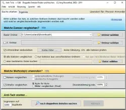  ??  ?? Mit Anti-twin können Sie gezielt nach Kopien vertraulic­her Dateien suchen. Die Software findet Files mit gleichem Namen und/oder mit identische­m Inhalt.