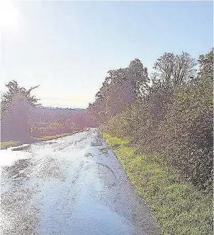  ??  ?? Pictured is water on Roecliffe Road. Image sent by the Echo reader.