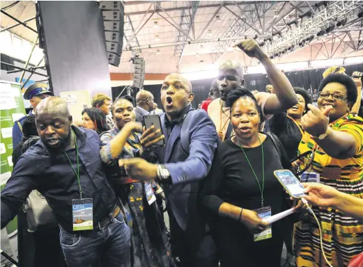  ?? Picture: Jacques Nelles ?? ANGRY. ANC council members disrupt the State of the Capital address by Tshwane mayor Solly Msimanga yesterday. They refused to let the address continue because it was the anniversar­y of Solomon Mahlangu’s execution in 1979.