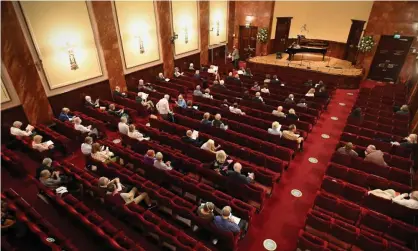  ??  ?? A socially-distanced audience at Wigmore Hall in London this month. ‘Restrictio­ns have – and will doubtless continue – to be enforced and lifted with precious little warning.’ Photograph: AFP/Getty