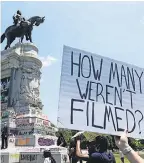  ??  ?? Across the USA, Confederat­e memorials are coming down in the wake of George Floyd’s death at the hands of police and the protests that followed. But experts say the movement still has a long way to go. STEVE HELBER/ AP