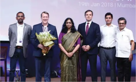  ??  ?? L-R: Mathew Oommen, Reliance Jio: Brian Bronson, Radisys; Aruna Sundararaj­an, Secretary, DoT; Adrian Ionel, Mirantis; Akash Ambani, Reliance Jio; Manoj Modi, Reliance Jio at India Open Digital Summit 2018