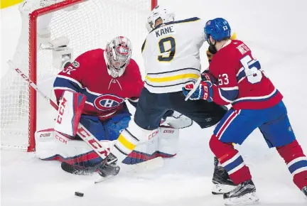  ?? THE CANADIAN PRESS/GRAHAM HUGHES ?? Carey Price came up big for the Habs in a shutout victory over the Sabres on Saturday at the Bell Centre.