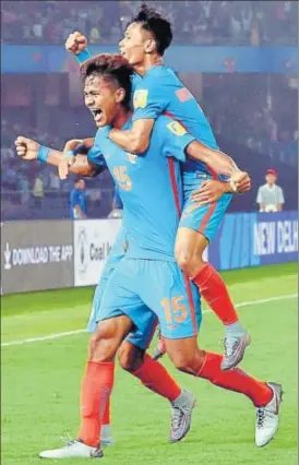  ?? PTI ?? Jeakson Singh had created history by scoring India's first goal in the U17 World Cup tie vs Colombia.