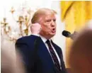  ?? NEW YORK TIMES PHOTO ?? President Donald Trump lashes out against House Democratic leaders and their impeachmen­t inquiry during a joint news conference with President Sauli Niinisto of Finland at the White House on Wednesday.