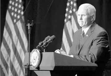  ?? ALEX BRANDON/ASSOCIATED PRESS ?? Vice President Mike Pence denies he is considerin­g a run for the presidency in 2020. Pence called a New York Times report that described steps he and GOP lawmakers have taken that could position themselves for presidenti­al bids “disgracefu­l.”