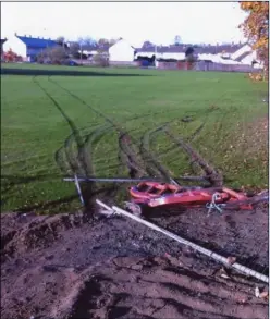  ??  ?? The Friary field where damage was caused by a car driven on to the pitch recently.