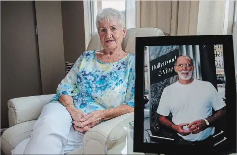  ?? ANDREJ IVANOV WATERLOO REGION RECORD ?? Jessie Ellen Maniatacos with a picture of her husband, Ronald Edward Cutting. Cutting died with dignity on March 26, 2018, with medical assistance. He was diagnosed with prostate cancer in 2015.