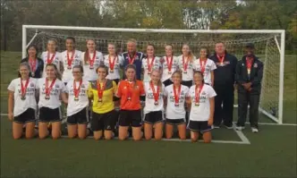  ?? SUBMITTED PHOTO ?? Pictured is the Woolwich Wolfpack U16 girls’ team, including Alliyah Rowe, forward; Ashlyn Riehl, midfield; CJ Azzarello, midfield; Charlie Ridge, defender; Emily Marques, defender; Emily Schnittke, defender; Georgia Triantafil­ou, goalkeeper; Hannah...