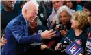  ??  ?? Democrats are hoping Joe Biden can draw on his long experience in politics to appeal to voters. Photograph: Ronda Churchill/AFP/Getty Images