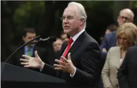  ?? AP FILE PHOTO ?? Health and Human Services Secretary Tom Price speaks in the Rose Garden of the White House in Washington, after the House pushed through a health care bill.