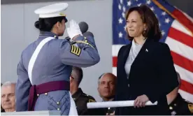  ?? Photograph: John Angelillo/UPI/Shuttersto­ck ?? Kamala Harris passes out degrees at the West Point graduation ceremony on 27 May 2023.