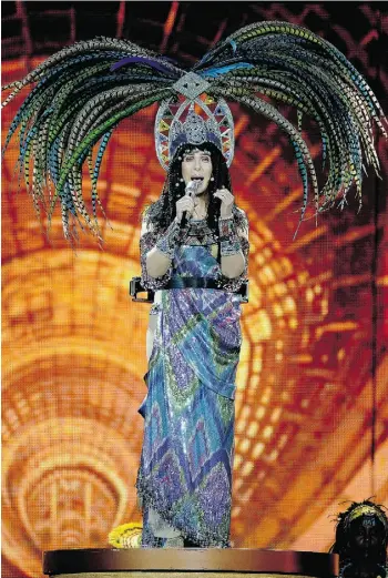  ?? LARRY WONG/EDMONTON JOURNAL ?? Cher performs at Rexall Place on Monday night as part of her D2K Tour.