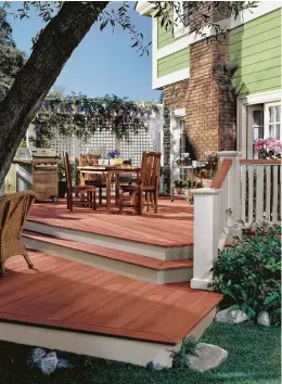  ?? Sherwin-Williams ?? Sherwin-Williams’ new SuperDeck stain reduces the surface temperatur­e of your deck by up to 20 degrees. $54.49 per gallon; Sherwin-Williams Anthropolo­gie’s breezy rattan indoor-outdoor bar cart comes complete with storage for bottles, glasses and other...