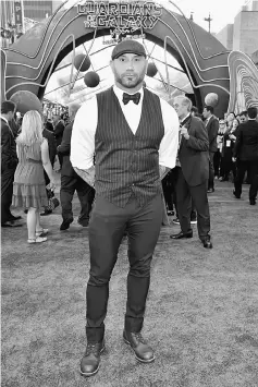  ?? — AFP photo ?? Actor Dave Bautista at the premiere of Disney and Marvel’s ‘Guardians Of The Galaxy Vol. 2’ at Dolby Theatre last month in Hollywood, California.