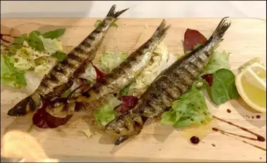  ?? ?? Left: Sardine alla griglia – grilled sardines (£9.95)