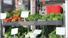  ?? MEDIANEWS GROUP FILE PHOTO ?? Beets, peppers, onions and other vegetables are on display at a mobile fresh produce truck. Incorporat­ing more plant-based meals into your diet is healthy and helps conserve some of the planet’s resources.