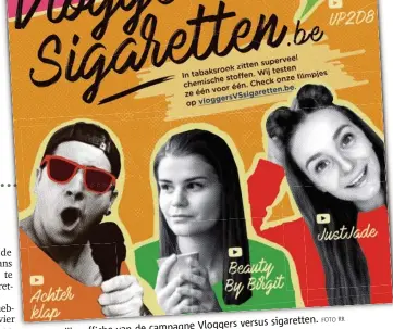  ?? FOTO RR ?? versus sigaretten.campagne Vloggerskl­eurrijke affiche van