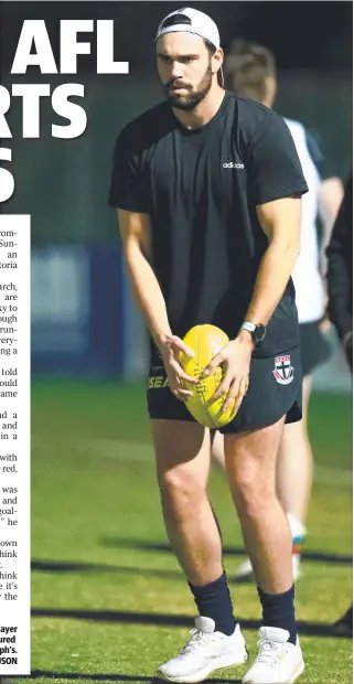  ?? Picture: GLENN FERGUSON ?? HE’S BACK: Former St Kilda player Paddy McCartin is pictured training with St Joseph’s.