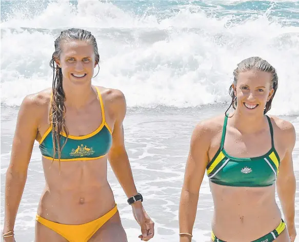  ?? Picture: SURF LIFESAVING AUSTRALIA ?? Harriet Brown and Georgia Miller are in the Australian squad for the Lifesaving World Championsh­ips.