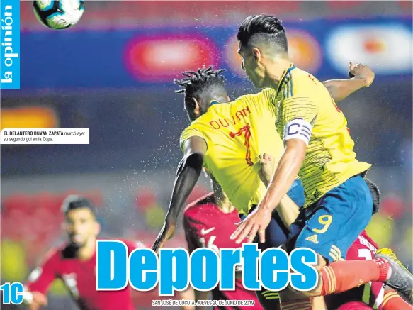  ??  ?? EL DELANTERO DUVÁN ZAPATA marcó ayer su segundo gol en la Copa.