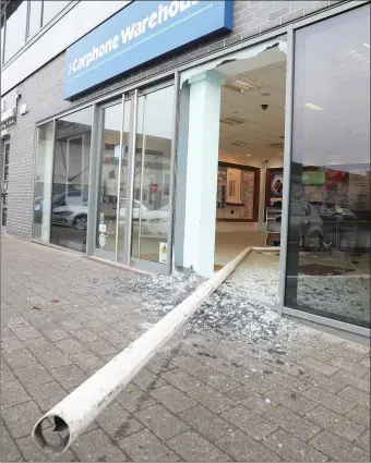  ??  ?? The goalposts which were rammed through the window of Carphone Warehouse.