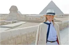  ?? — AFP ?? Melania Trump visits the Giza Pyramids and sphinx on Saturday, during the final stop of her week-long trip through four countries in Africa.