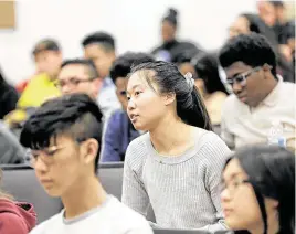  ?? Elizabeth Conley / Staff photograph­er ?? Houston Youth Climate Summit raises questions among about 100 area students and activists during a daylong event at Texas Southern University. In addition to environmen­tal topics, talks included impacts from the state’s plans for widening Interstate 45.