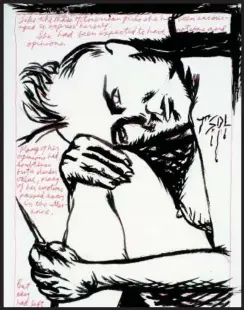  ??  ?? Raymond Pettibon, Untitled , (Like the Mass), 1987.