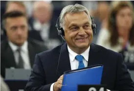 ?? Bild: JEAN-FRANCOIS BADIAS/TT ?? Ungerns premiärmin­ister Viktor Orbán, på plats i Strasbourg för att svara på kritiken.