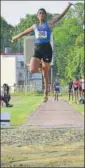  ?? RITESH YADAV/HT ?? Jharkhand’s Priyanka Kerketta in action during her national record in women’s long jump in Lucknow on Saturday.