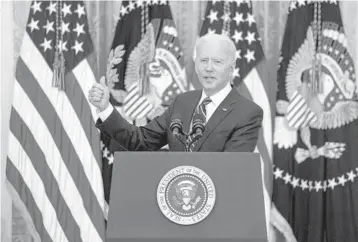  ?? DOUG MILLS/THE NEW YORK TIMES ?? President Joe Biden speaks during his first formal news conference Thursday.